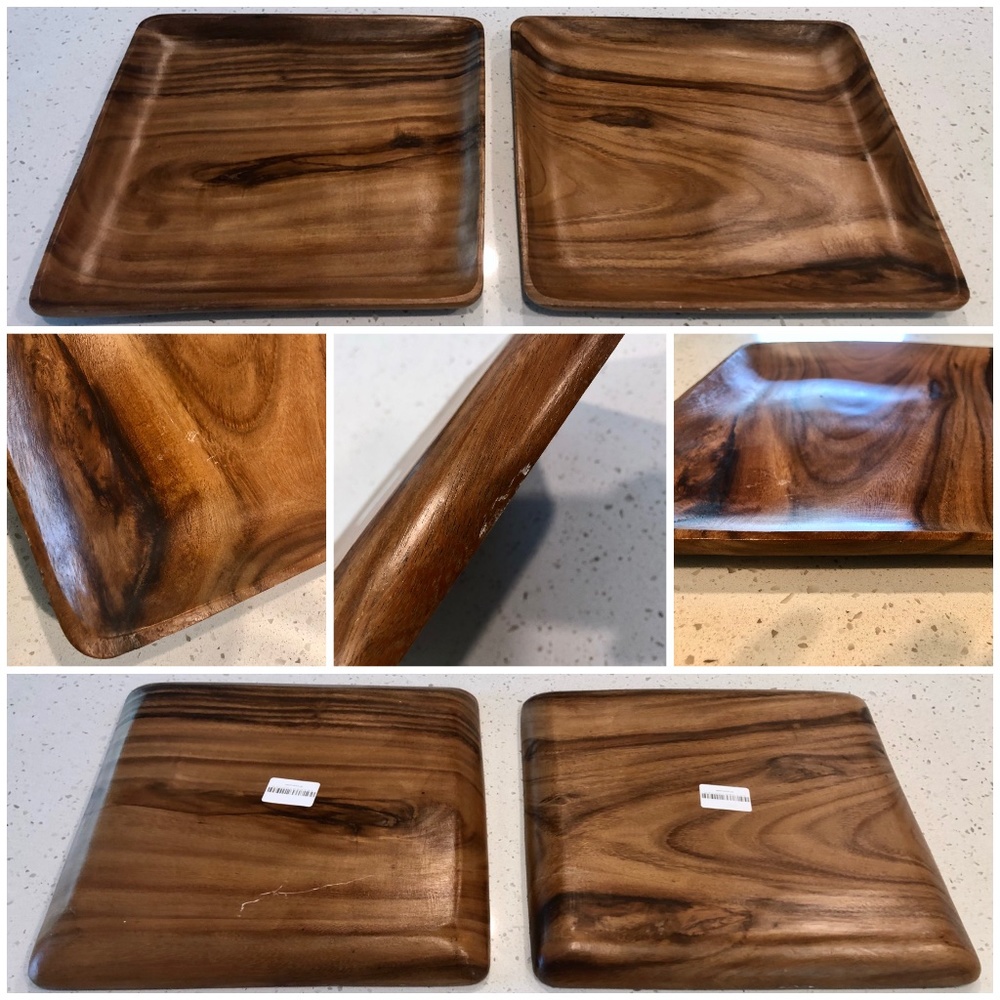 2 Square Bamboo Plates/ Trays